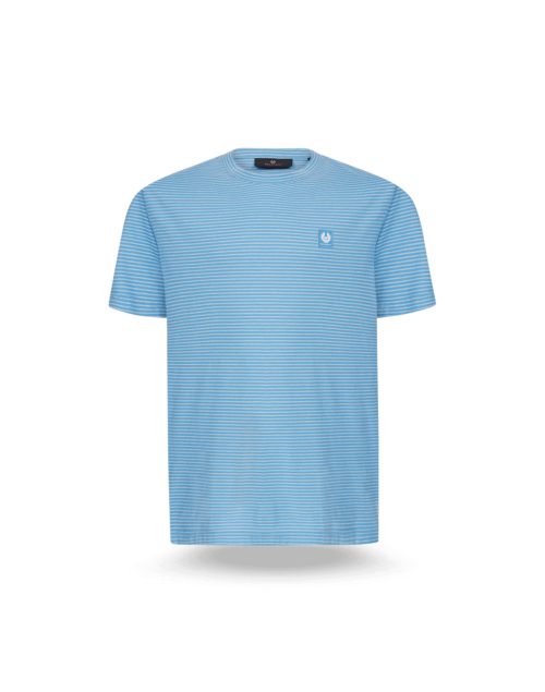 Belstaff Micro Striped T-Shirt Man, hydra blue/natural
