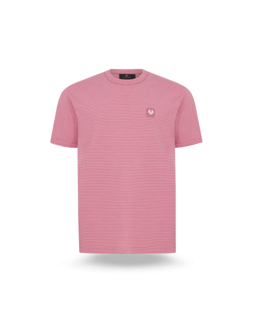 Belstaff Micro Striped T-Shirt Man, magenta/natural