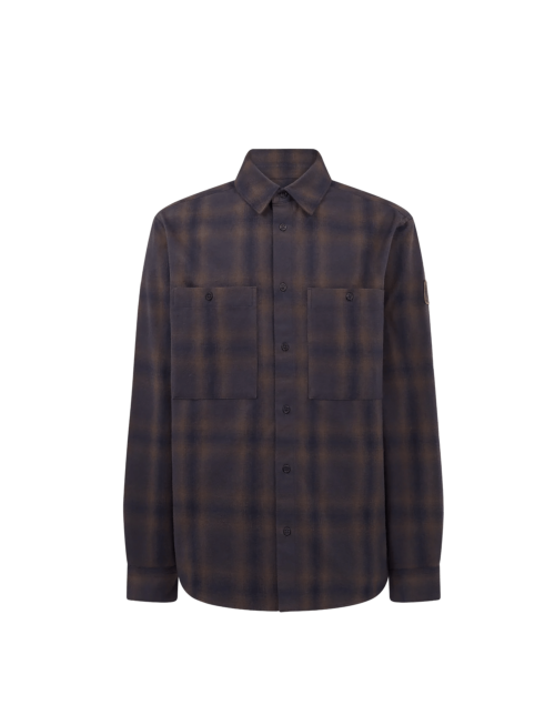 Belstaff Outpost Flannel Shirt Man, major brown/ dark ink/ charcoal