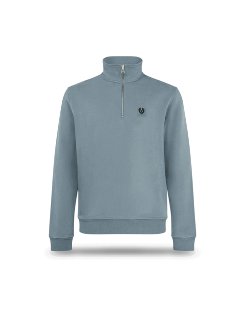Belstaff Quarter Zip Sweatshirt Man, blue flint