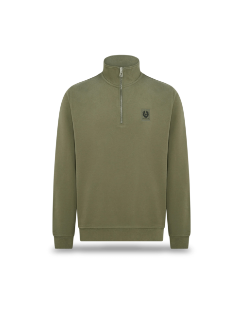 Belstaff Quarter Zip Sweatshirt Man, surplus green