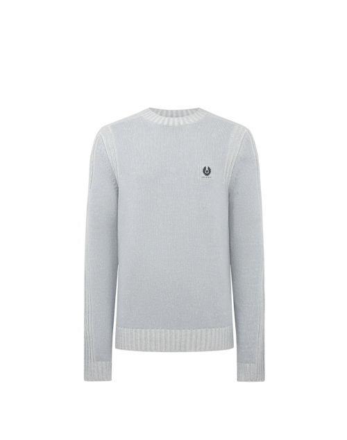 Belstaff Seasonal Watch Crewneck Jumper Man, quarry blue/ silver birch