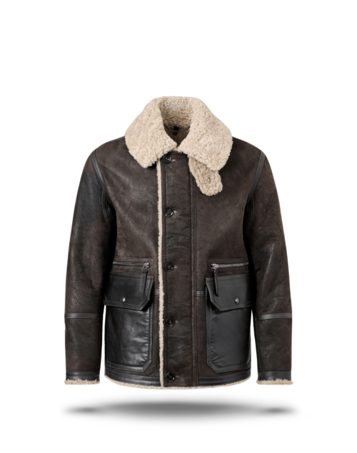 Belstaff Snowfield Shearling Coat Man, dark brown/sand