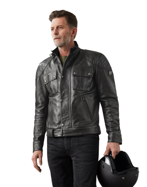 Belstaff Brooklands Motorradjacke, handgewachstes Leder, black
