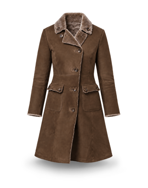 Habsburg Waldenfels Shearling Coat Lady, tabak
