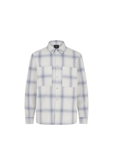 Belstaff Outpost Flannel Shirt Man, silver birch/ quarry blue/ line blue