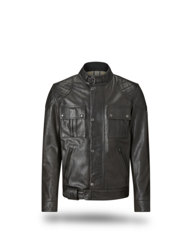 Belstaff Brooklands Motorradjacke, handgewachstes Leder, black