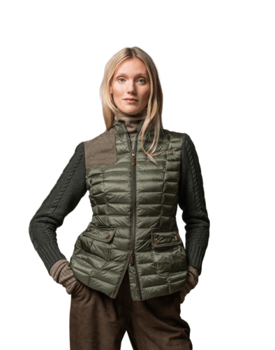 Habsburg Wartenburg Down Jacket with Knitted Sleeves, green/ olive